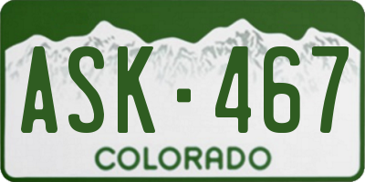 CO license plate ASK467