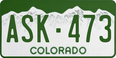 CO license plate ASK473