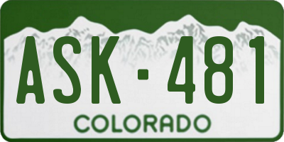 CO license plate ASK481