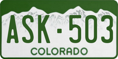 CO license plate ASK503