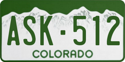 CO license plate ASK512