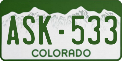 CO license plate ASK533