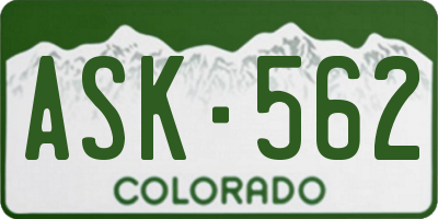 CO license plate ASK562