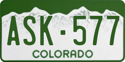 CO license plate ASK577