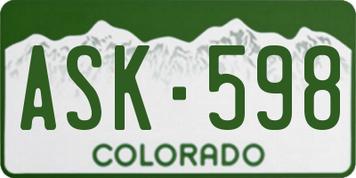 CO license plate ASK598