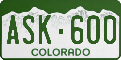 CO license plate ASK600