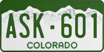 CO license plate ASK601