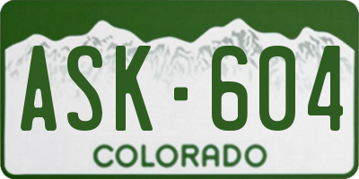 CO license plate ASK604
