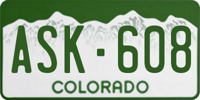 CO license plate ASK608