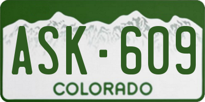 CO license plate ASK609
