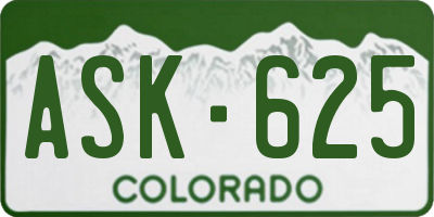 CO license plate ASK625