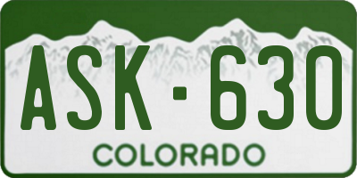 CO license plate ASK630