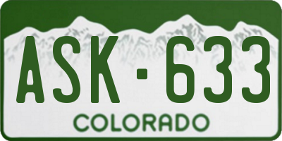CO license plate ASK633