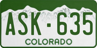 CO license plate ASK635