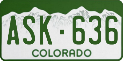 CO license plate ASK636