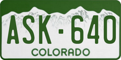 CO license plate ASK640