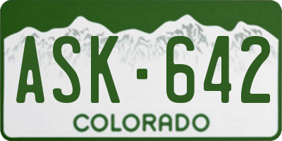 CO license plate ASK642