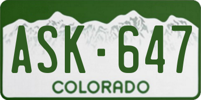 CO license plate ASK647