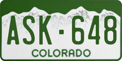 CO license plate ASK648