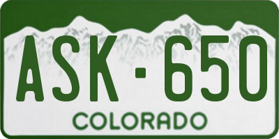 CO license plate ASK650