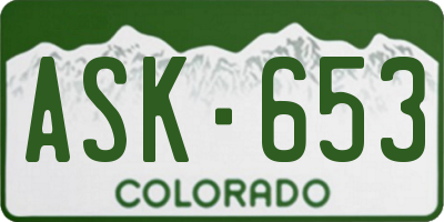 CO license plate ASK653