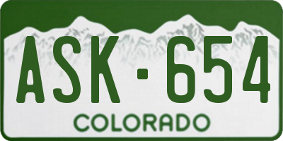 CO license plate ASK654