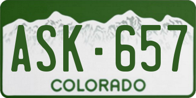 CO license plate ASK657