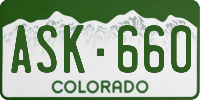 CO license plate ASK660
