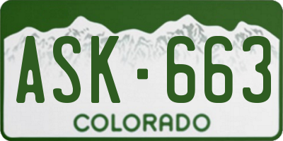 CO license plate ASK663