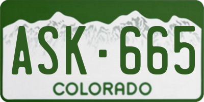 CO license plate ASK665