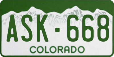 CO license plate ASK668