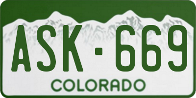 CO license plate ASK669