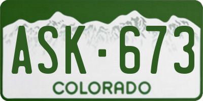 CO license plate ASK673