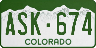 CO license plate ASK674