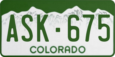 CO license plate ASK675