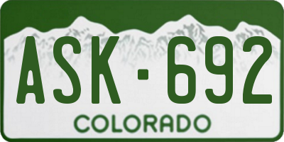 CO license plate ASK692