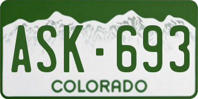 CO license plate ASK693
