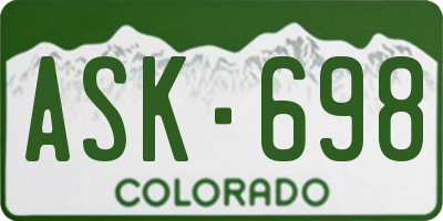 CO license plate ASK698