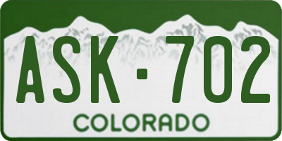 CO license plate ASK702