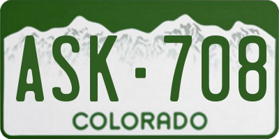 CO license plate ASK708