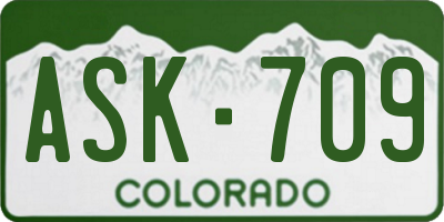 CO license plate ASK709