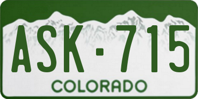 CO license plate ASK715