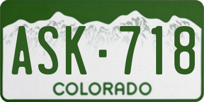 CO license plate ASK718