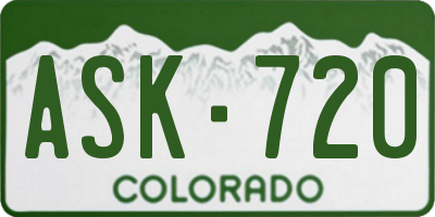 CO license plate ASK720