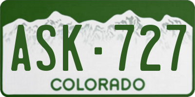CO license plate ASK727