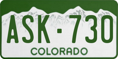 CO license plate ASK730