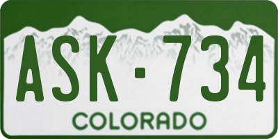 CO license plate ASK734