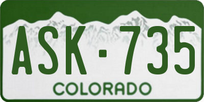CO license plate ASK735
