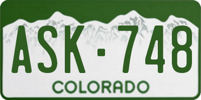 CO license plate ASK748
