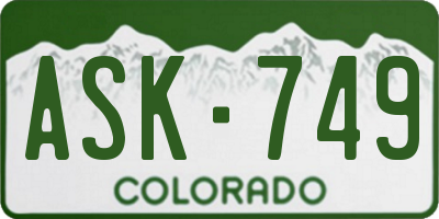 CO license plate ASK749